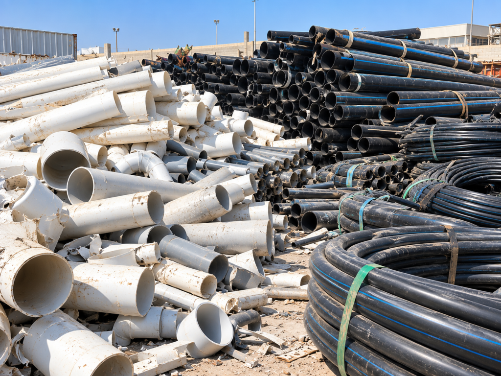 Industrial Plastic Pipe Recycling Yard